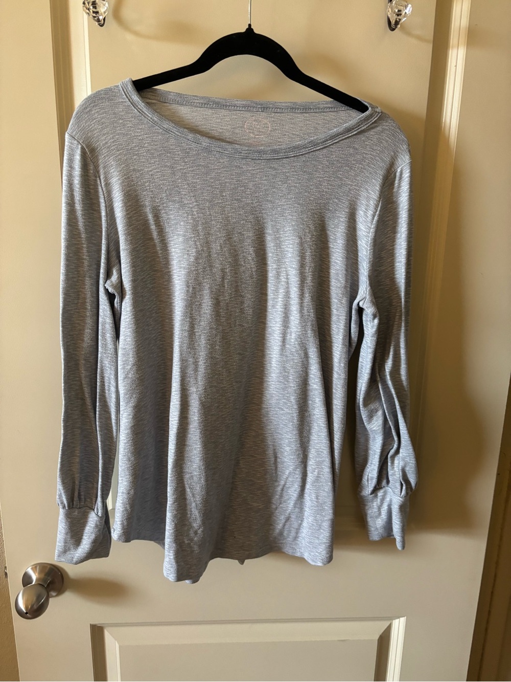 Women’s Long-Sleeve Lightweight Jersey Top - Light Gray XL Cozy Fall Winter